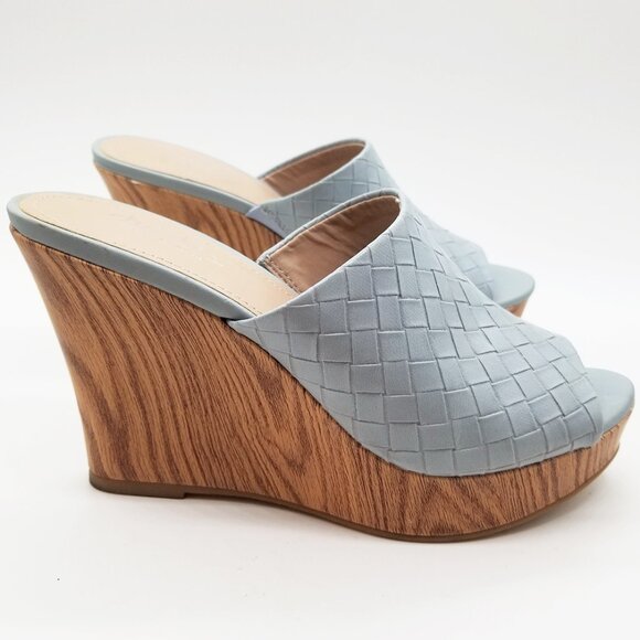 Charles By Charles David Launder Wedge Sandals Weave Textured Size 6M Light Blue - Picture 4 of 16